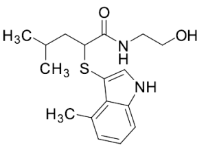 N-(2-Hydroxyethyl)-4-methyl-2-((4-methyl-1H-indol-3-yl)thio)pentamide