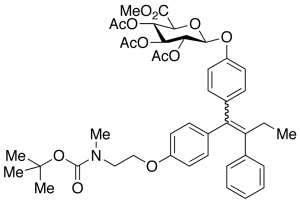 N-Boc-N-desmethyl-4-hydroxy Tamoxifen 2,3,4,6-Tetra-O-acetyl-Beta-D-glucuronide Methyl Ester (E/Z Mixture)