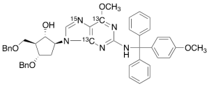 5-[(4-Methoxyphenyl)-diphenylmethylamino-6-methoxy-9H-purin-9-yl]-13C2, 15N-3-(phenylmethoxy)-2-[(phenylmethoxy)methyl]-cyclopentanol