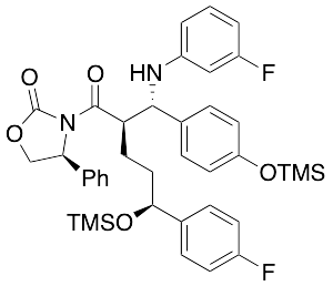 (4S)-3-[(2R,5S)-5-(4-Fluorophenyl)-2-[(S)-[(3-fluorophenyl)amino][4-[(trimethylsilyl)oxy]phenyl]methyl]-1-oxo-5-[(trimethylsilyl)oxy]pentyl]-4-phenyl-2-oxazolidinone