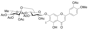 2-[3-(Acetyloxy)-4-methoxyphenyl]-5-hydroxy-6-iodo-7-[[2,3,4-tri-O-acetyl-6-O-(2,3,4-tri-O-acetyl-6-deoxy-a-L-mannopyranosyl)-b-D-glucopyranosyl]oxy]-4H-1-Benzopyran-4-one