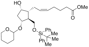 (1R,2S,3R,5S,DeltaZ)-2-(tert-Butyldiphenylsilyloxy)methyl-5-hydroxy-3-tetrahydropyranyloxy-cyclopentanehept-Delta-en-oic Acid Methyl Ester (Mixture of Diastereomers)