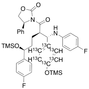 (4S)-3-[(2R,5S)-5-(4-Fluorophenyl)-2-[(S)-[(4-fluorophenyl)amino][4-[(trimethylsilyl)oxy]phenyl]methyl]-1-oxo-5-[(trimethylsilyl)oxy]pentyl]-4-phenyl-2-oxazolidinone-13C6