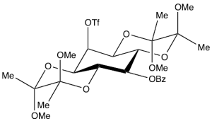 1,6:3,4-Bis-[O-(2,3-dimethoxybutane-2,3-diyl)]-2-O-trifluoromethanesulphonyl-5-O-benzolyl-myo-inositol