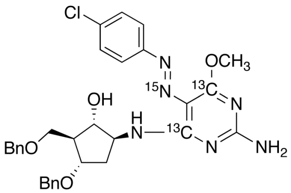 5-[[2-Amino-5-[2-(4-chlorophenyl)diazenyl]-6-methoxy-4-pyrimidinyl]amino-13C2, 15N]-3-(phenylmethoxy)-2-[(phenylmethoxy)methyl]-cyclopentanol