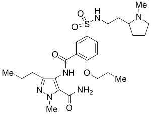 1-Methyl-4-[[5-[[[2-(1-methyl-2-pyrrolidinyl)ethyl]amino]sulfonyl]-2-propoxybenzoyl]amino]-3-propyl-1H-pyrazole-5-carboxamide