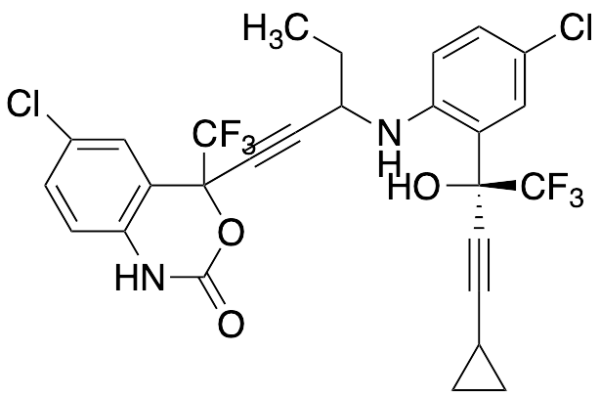 (4S)-6-Chloro-4-(3-((4-chloro-2-((S)-4-cyclopropyl-1,1,1-trifluoro-2-hydroxybut-3-yn-2-yl)phenyl)amino)pent-1-yn-1-yl)-4-(trifluoromethyl)-1H-benzo[d][1,3]oxazin-2(4H)-one (Mixture of Diastereomers)