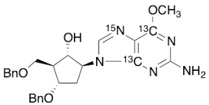(1S,2S,3S,5S)-5-(2-Amino-6-methoxy-9H-purin-9-yl)-3-(phenylmethoxy)-2-[(phenylmethoxy)methyl]-cyclopentanol-13C2,15N