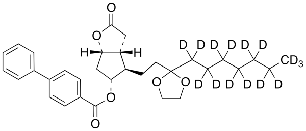 (3aR,4R,5R,6aS)-4-[3-(Ethyleneketal)decanyl]hexahydro-5-hydroxy-2H-cyclopenta[b]furan-2-one 5-(4-Phenylbenzoate)-d15