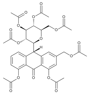 10-b-D-Glucopyranosyl-1,8-dihydroxy-3-(hydroxymethyl)-anthrone heptaacetate