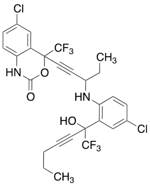 6-Chloro-4-(3-((4-chloro-2-(1,1,1-trifluoro-2-hydroxyhept-3-yn-2-yl)phenyl)amino)pent-1-yn-1-yl)-4-(trifluoromethyl)-1H-benzo[d][1,3]oxazin-2(4H)-one
