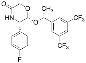 (5S,6R)-6-[(1R)-1-[3,5-Bis(trifluoromethyl)phenyl]ethoxy]-5-(4-fluorophenyl)-3-morpholinone [Aprepit
