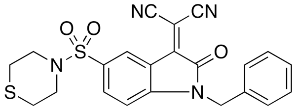 2-[(1-Benzyl-2-oxo-5-(thiomorpholinosulfonyl)indolin-3-ylidene]malononitrile
