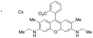 9-(2-Carboxyphenyl)-3,6-bis(ethylamino)-2,7-dimethylxanthylium Cesium Salt