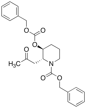 trans-N,O-Bis(benzyloxycarbonyl) 3-Hydroxy-2-(2-oxopropyl)piperidine