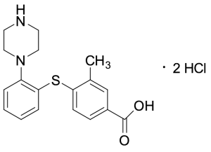 3-Methyl-4-((2-(piperazin-1-yl)phenyl)thio)benzoic acid, hydrochloride (1:2)