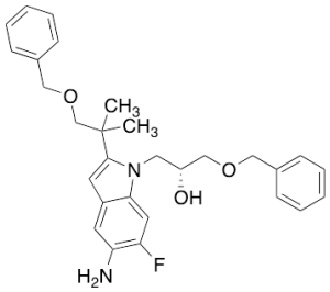 (R)-1-(5-Amino-2-(1-(benzyloxy)-2-methylpropan-2-yl)-6-fluoro-1H-indol-1-yl)-3-(benzyloxy)propan-2-ol