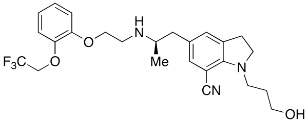 2,3-Dihydro-1-(3-hydroxypropyl)-5-[(2R)-2-[[2-[2-(2,2,2-trifluoroethoxy)phenoxy]ethyl]amino]propyl]-1H-indole-7-carbonitrile