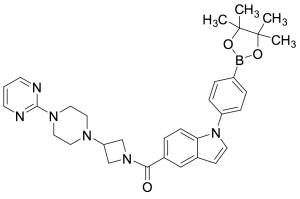 (3-(4-(Pyrimidin-2-yl)piperazin-1-yl)azetidin-1-yl)(1-(4-(4,4,5,5-tetramethyl-1,3,2-dioxaborolan-2-yl)phenyl)-1H-indol-5-yl)methanone