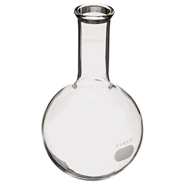 PYREX 125 mL Long Neck Boiling Flask, Flat Bottom and Tooled Mouth