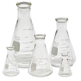 PYREX Graduated Narrow-Mouth Erlenmeyer Flasks with Heavy Duty Rim, 500 mL