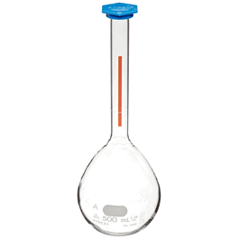 PYREX Class A Lifetime Red Volumetric Flask with Polyethylene Snap-Cap, 1 L