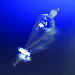 PYREX 1L Squibb Separatory Funnel, PTFE Product Standard Stopcock, Glass Standard Taper Stopper