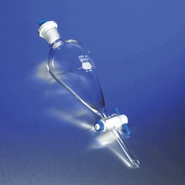PYREX 2L Pear-Shaped Squibb Separatory Funnel, PTFE Product Standard Stopcock, Polyethylene Standard Taper Stopper