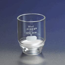 PYREX Gooch Crucibles with 30 mm Fritted Disc, Coarse, 30 mL