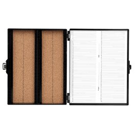100-Place Cork Lined Slide Box with Nickel Clasp, Black, 208 x 175 x 34 mm