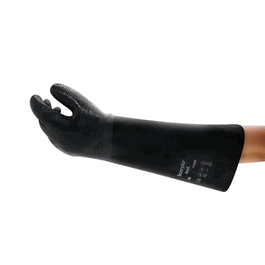 Ansell AlphaTec 19-938 Neoprene Chemical and Liquid Industrial Gloves, Black, 18 in., Size: 10