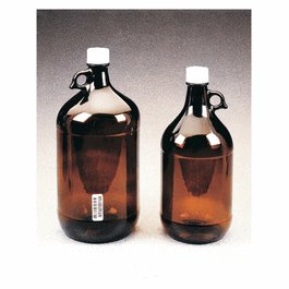 Thermo Scientific Certified 2360 mL (80 oz) Boston Round Narrow-Mouth Amber Jugs with 38-430 mm Closure