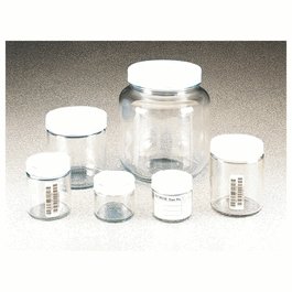 Thermo Scientific Certified 60 mL (2 oz) Wide-Mouth Short-Profile Clear Glass Jars with 53-400 mm Closure