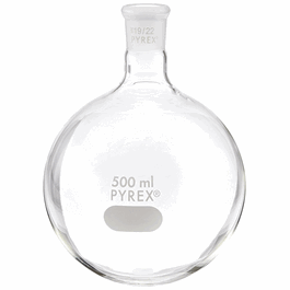 PYREX Round Bottom Boiling Flasks with Short Necks and 19/22 TS Joint, 100 mL