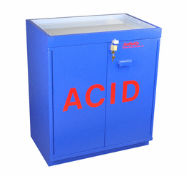 SciMatCo Floor Acid Cabinet, Fully Lined, Top Tray
