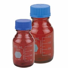 DWK Life Sciences (Kimble) RAY-SORB GL 45 Graduated Media Bottles with Blue Polypropylene Cap, 2000 mL
