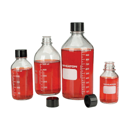 DWK Life Sciences (Wheaton) 1000 mL Graduated Clear Glass Media Bottles, 38-430 Autoclavable Rubber Lined Phenolic Cap