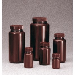 250 mL (8 oz) Wide-Mouth Lab Quality Amber HDPE Bottle with 43 mm Closure