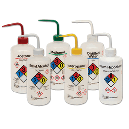 Thermo Scientific Nalgene Narrow-Mouth Right-to-Know LDPE Wash Bottles, 500 mL, Bottle Assortment