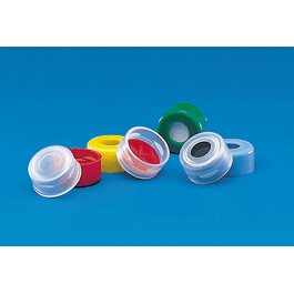 DWK Life Sciences (Wheaton) 11 mm Clear PE Snap Caps, PTFE/Silicone Septa, Thickness 0.005 in. (PTFE); 0.035 in. (Rubber)