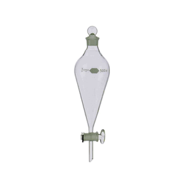 DWK Life Sciences (Kimble) Squibb Separatory Funnel, w/Glass Stopcock and Stopper, 500 mL