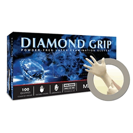 Microflex Diamond Grip Powder-Free Latex Exam Gloves, 9.6 in., Natural, L
