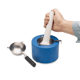SP Bel-Art Liquid Nitrogen-Cooled Mortar; SS Ladle (bowl and detachable handle) and SS Reservoir in a PE housing