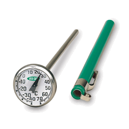1 in. Dial Thermometer, -10 to 110 degree C, 5 in. Stem, Plastic Face