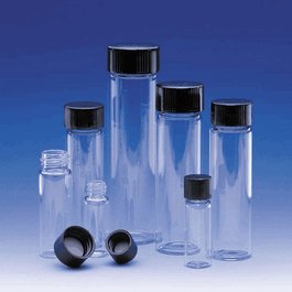 DWK Life Sciences (Wheaton) Sample Vials, Clear, w/ Rubber-Lined Caps, 12 ml (3 dram)
