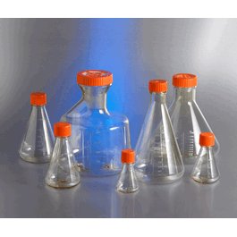 Corning Sterile 1 L Plain Bottom Polycarbonate Erlenmeyer Flasks with Flat Cap