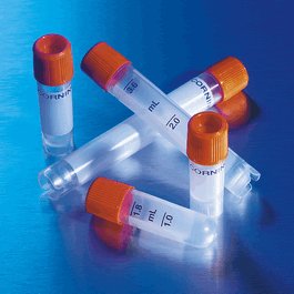Sterile External Thread Polypropylene Cryogenic Vials, Silicone Washer in Cap, Conical, self-standing, 1.2 mL
