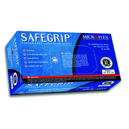 Microflex Safe Grip High Risk, Powder-Free Latex Exam Gloves, 11.6 in., Blue, L