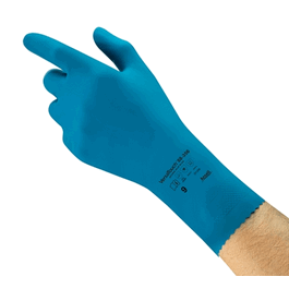 Ansell VersTouch Unlined Latex Chemical and Liquid Industrial Gloves, 17 mil, Blue, 12 in., Size: 10
