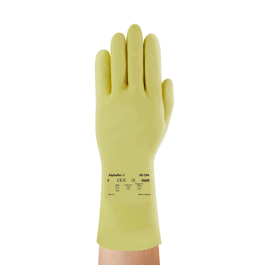 Ansell AlphaTec Medium-Weight, Unlined Natural Rubber Gloves, 20 mil., Natural, 12 in., Size: 10